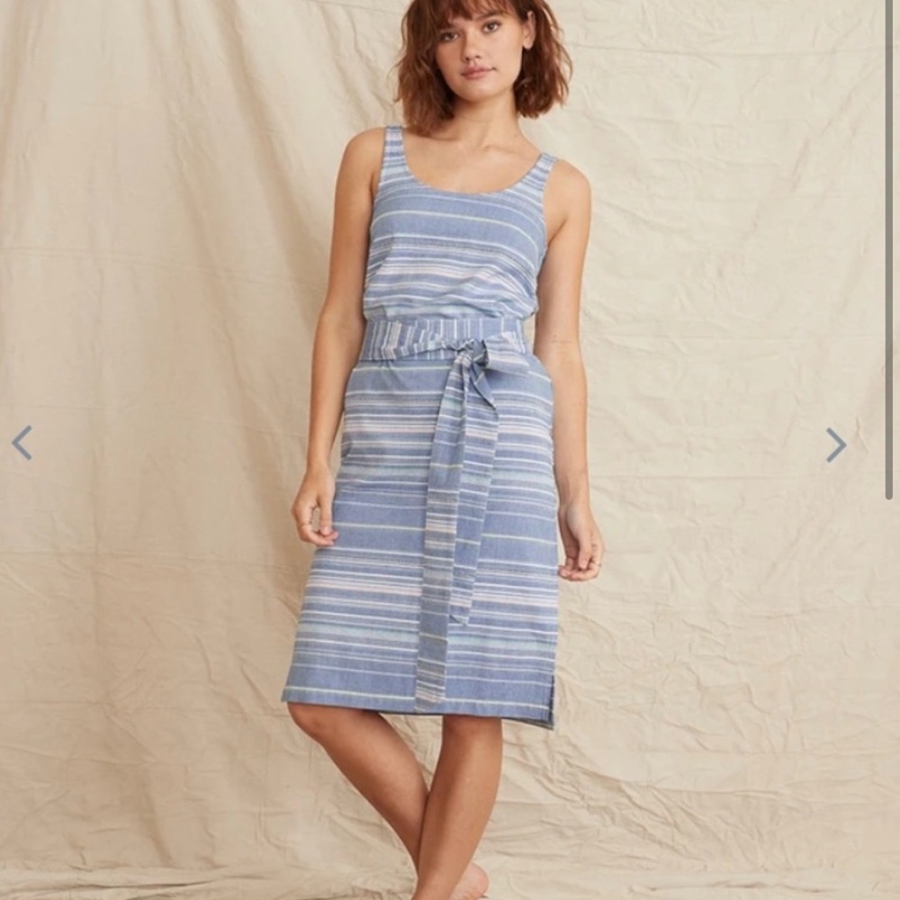 Marine Layer Brea Tie Front Dress in Blue Stripe